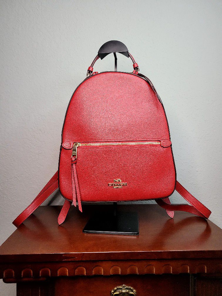 Coach Jordyn Backpack Red With Signature Canvas