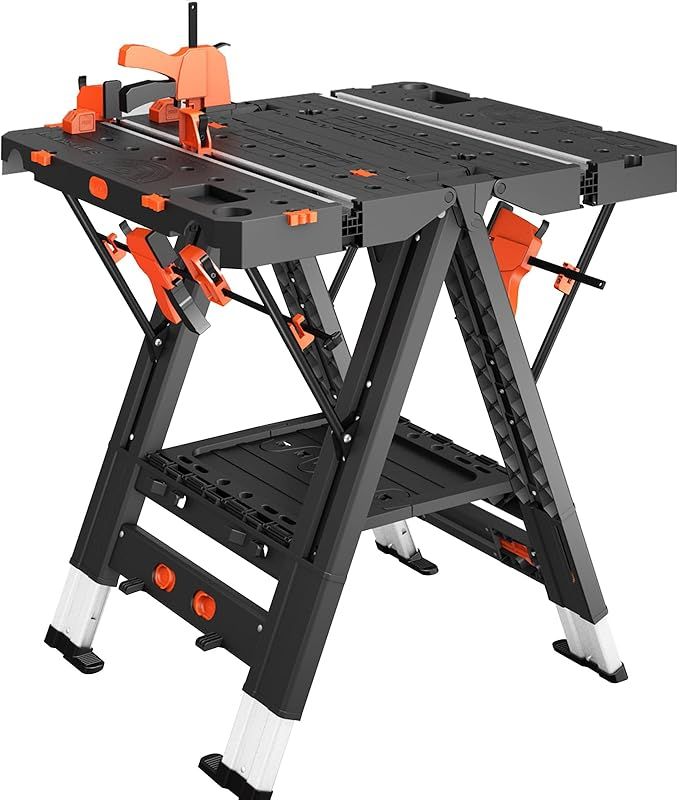 LARBANKE Folding Workbench,2-in-1 Waterproof Portable Folding Work Table,31" W x 25" D x 32" H Work