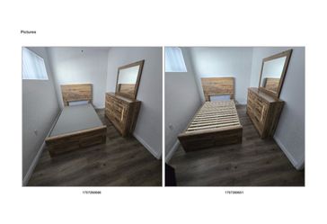 Queen with storage drawers and dresser with mirror