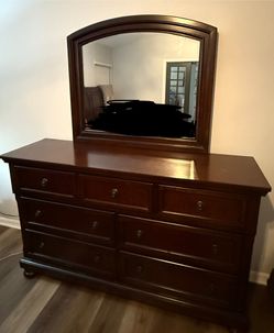 Rustic Brown Dresser And Bedroom Mirror
