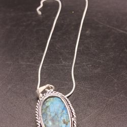 Dichroic Glass Pendan With 92.5 Sterling  Silver  Necklace 