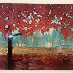Large Red Tree Canvas Wall Art