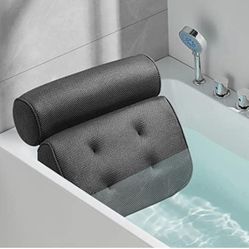 Bath Pillow, Non-Slip Bathtub Pillow with 6 Strong Suction Cups, Ergonomic Bath Pillows for Tub Support Back, Neck, Soft 4D Bath Tub Pillow Headrest f