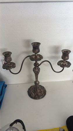 Antique silver candleholders