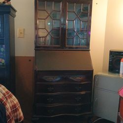 Antique China Cabinet With Claw Legs Two Shelves And Upper Cabinet Light Inside The China Cabinet