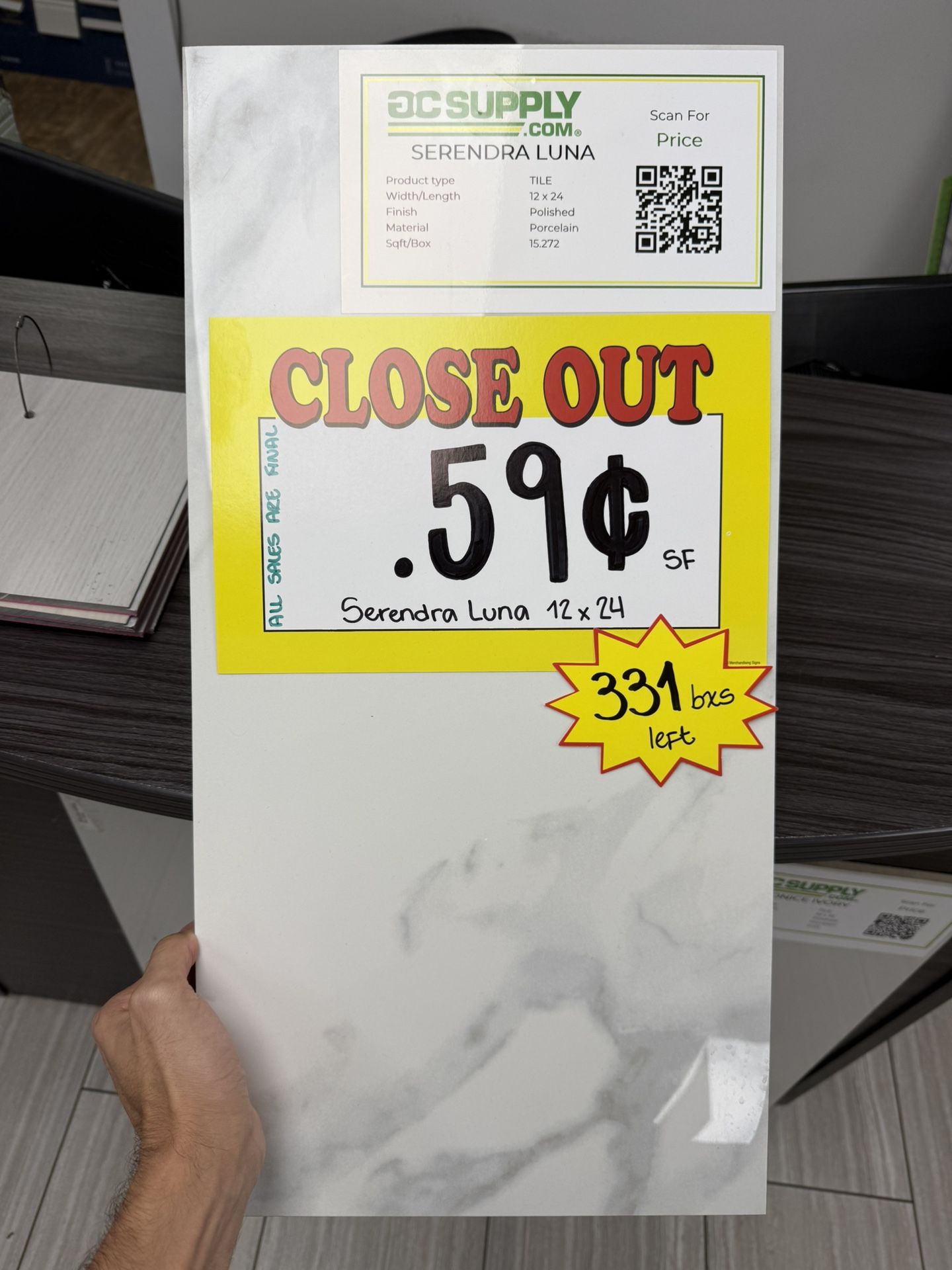 Porcelain tile Close Out $0.59 Sqft 