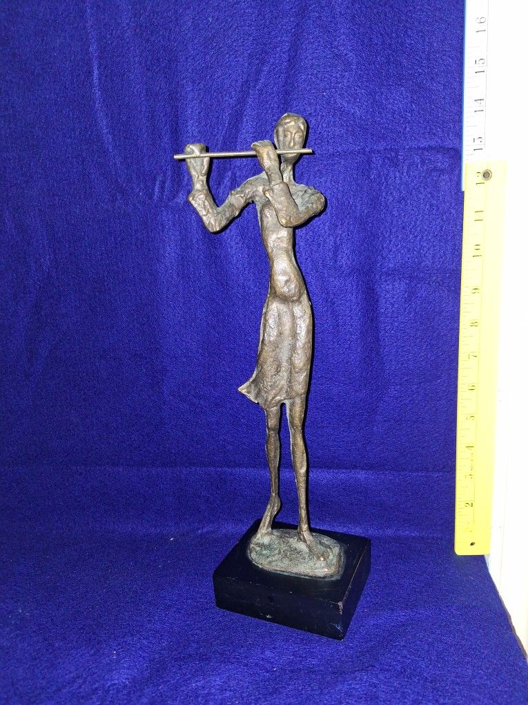 BRONZE FLUTIST STATUE 