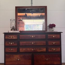 Refinished Solid Wood Dresser with Detachable Mirror