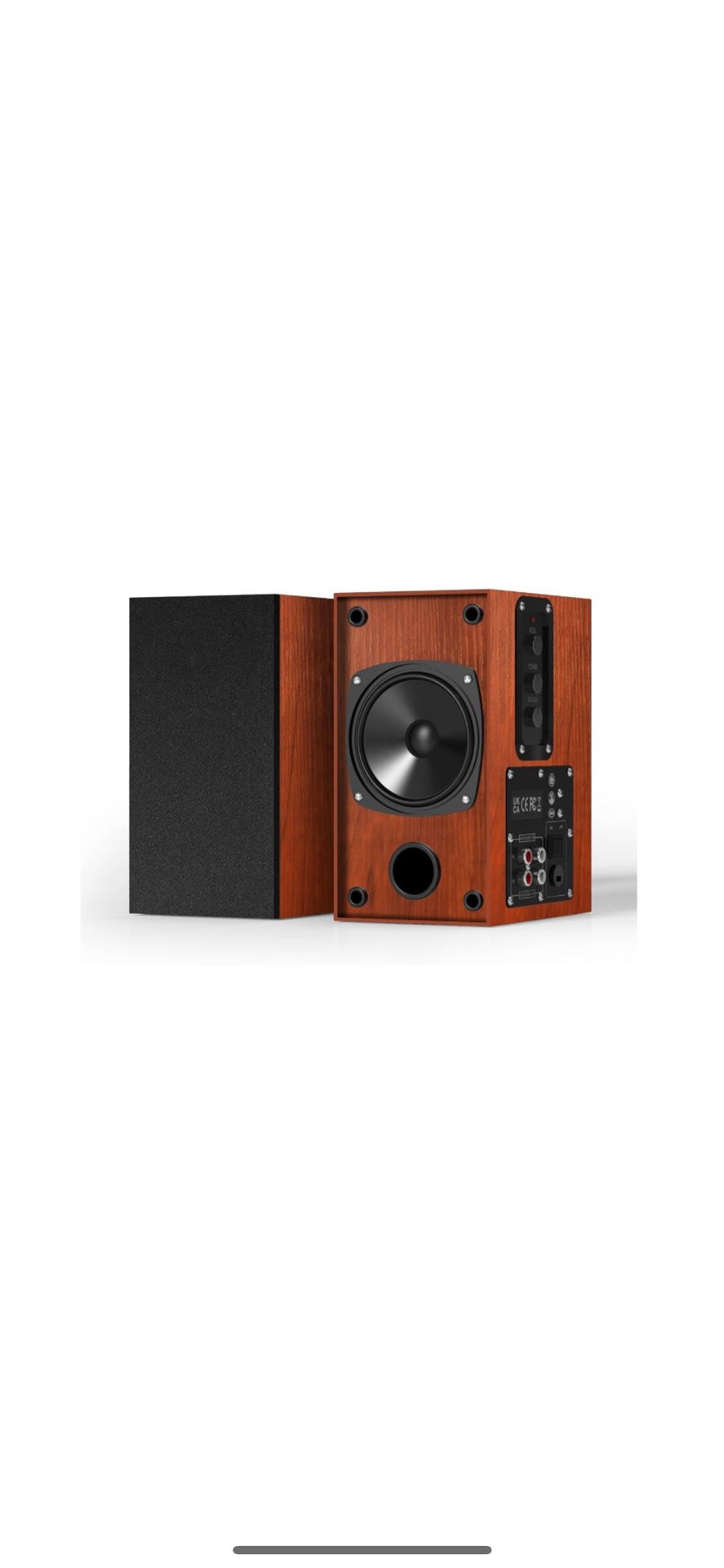 Altavoces alimentados para estantería, 30 W x 2 altavoces giratorios con woofer de 4 pulgadas, altavoces de tocadiscos con entrada AUX para PC y telev