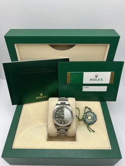 Rolex Oyster Perpetual 34 Stainless Steel 34mm Olive Green Automatic Watch