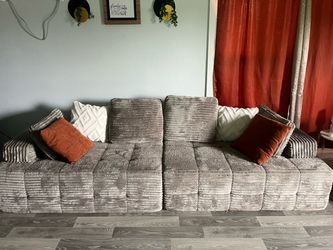 Large Corduroy Fabric Sofa Couch