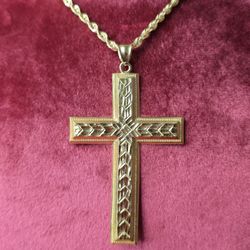 10k Gold Roop Chain & Cross Pendant