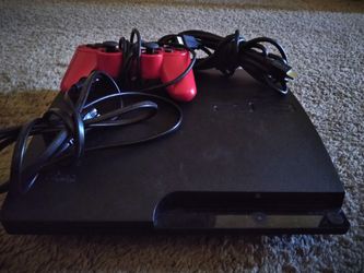 PlayStation 3 with 1 red controller with 8 games Grand theft Auto 5 and 6 red Dead redempton medal of Honor limited edition super hero squad