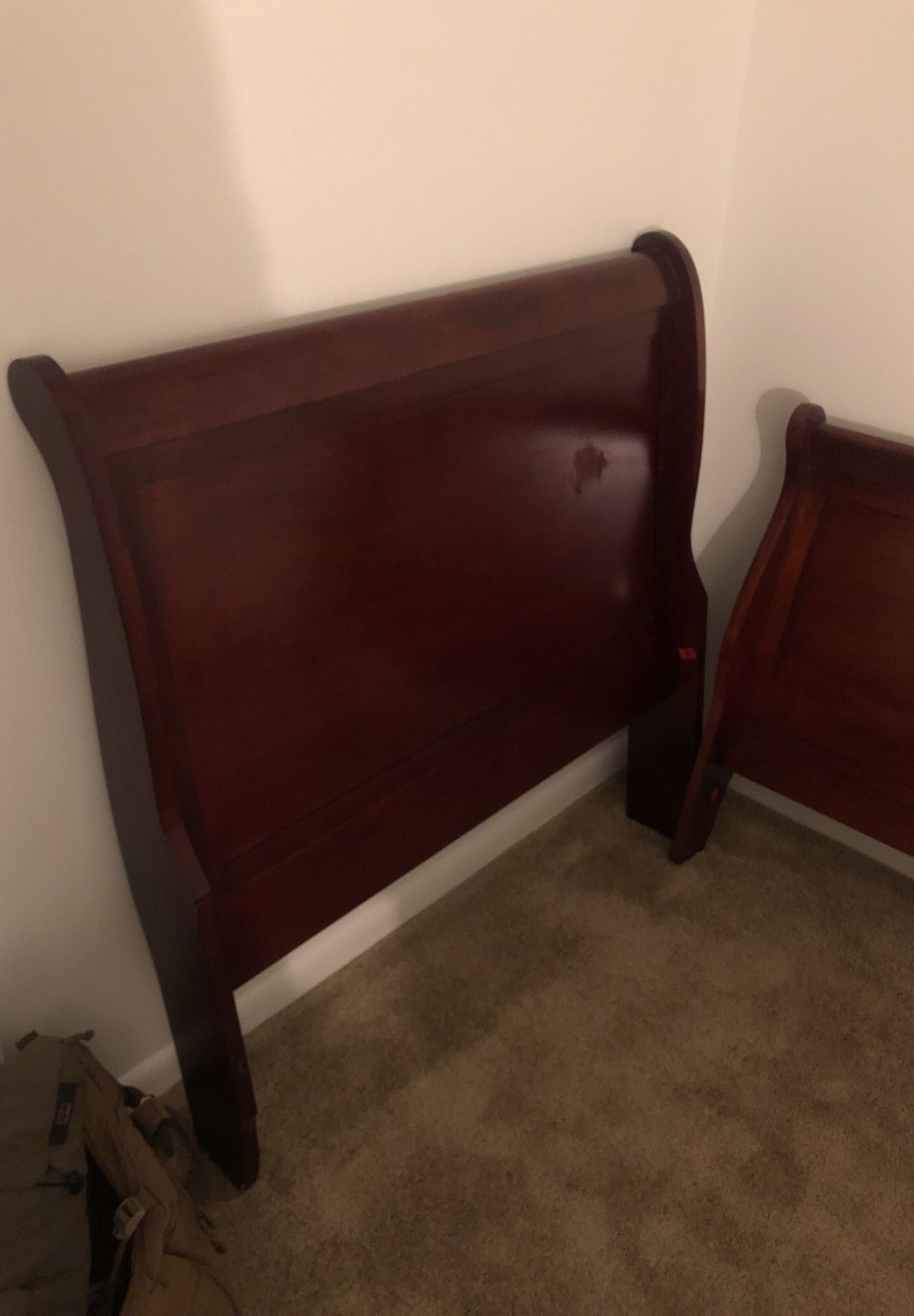 Twin sleigh bed frame AND box spring, needs to be picked up ASAP
