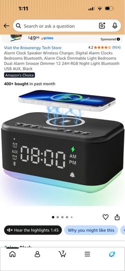 Alarm Clock Bluetooth Speaker Wireless Charger