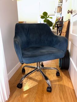 Blue Fabric Office Chair with Silver Base