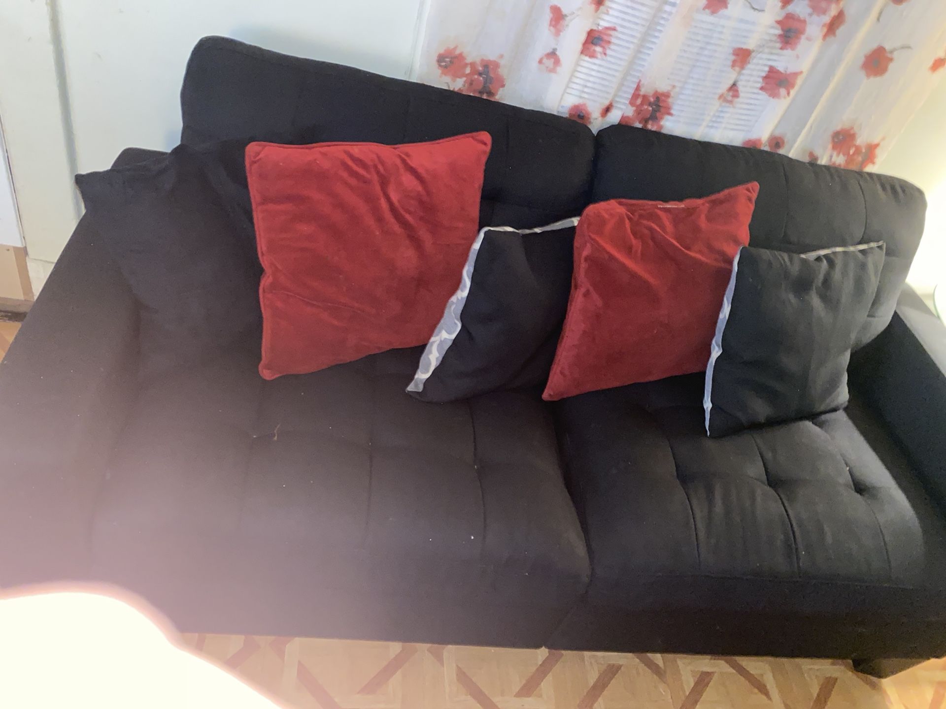 Black love seat and couch pillows included