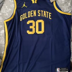 BRAND NEW 2XL Unisex Golden State Warriors Stephen Curry Jordan Brand Navy Swingman Jersey - Statement Edition