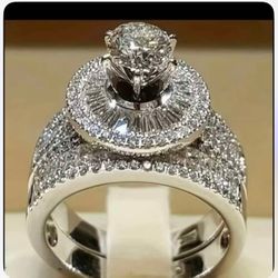 *CLOSEOUT* 2 PC Created White Sapphire Wedding Engagement Rings Sizes 6/7/8/9/10/11 Benton
