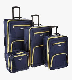 Rockland Journey Softside Luggage Set Navy 4-Piece 4 piece set 14 19 24 28, Expandable, Upright