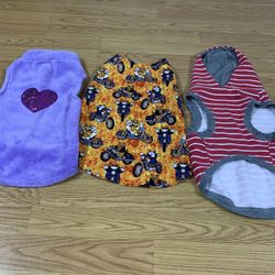 2 Medium Dog Shirts And 1 Medium Dog Coat