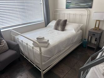 White Metal Queen Bed Frame