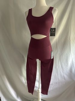 LA Winner Ribbed Activewear Set Burgundy