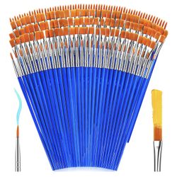 162 Pcs Paint Brushes Bulk, Round Flat Tip Acrylic Paint Brushes Set for Kids Classroom Crafts Oil Watercolor Canvases Face Painting Touch Up
