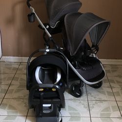 GRACO READY 2.0 DOUBLE STROLLER WITH CAR SEAT !!!!