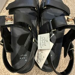 A New Day Black and Gold Sandals