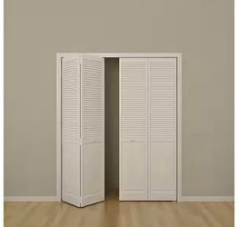 Veranda 30x80 White Solid Core Bi-fold Door with Louver Panel and Hardware – Brand New