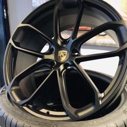 21'' Wheels fit Porsche Panamera Cayenne Tires Satin Black Staggered Taycan Rims
