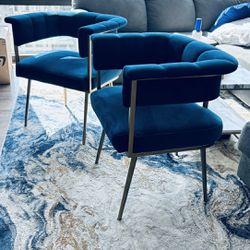 Custom modern Chairs- Royal Blue & Gold