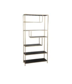 Gold & black glass shelving unit