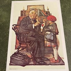 Vintage 1972 Norman Rockwell doctor and the doll print 5x7