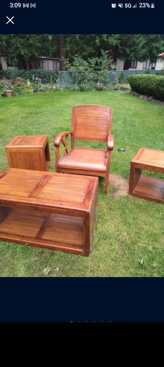 World Market Chair Coffee Table And Side Tables Wood N Bamboo