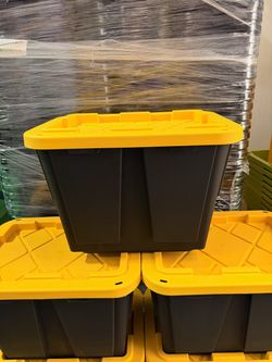 12 GALLON HEAVY DUTY STORAGE BIN W/ LID  – BLACK/YELLOW – $ 6 EACH