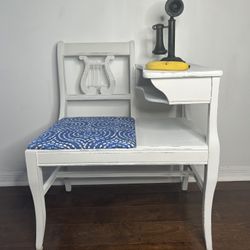 Fabulous Refurbished Gossip Bench. Freshly Painted … New Fabric.  Great As A Desk Or Decorative Piece 