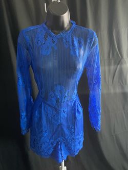 Royal Blue Lace Long Sleeve Romper