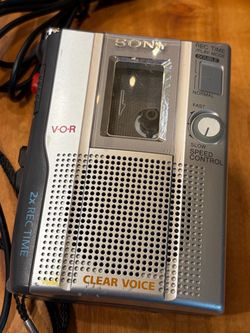 That's a **Sony TCM-200DV** cassette-corder, late '80s — Clear Voice, voice-activated recording, 2x record time, speed control. Nice little dictation