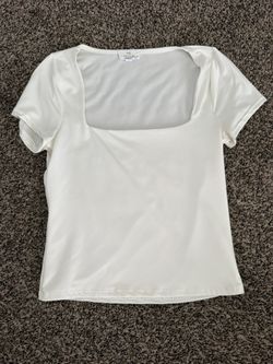 White Square Neck Top