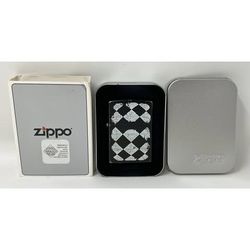 Vintage 1997 Zippo 218TAB 435 Tabasco Logo Checker Board Lighter - Black Matte