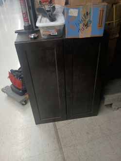 Brown upper cabinet