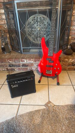 Red ♥️ Full size Bass guitar and Practice Amplifier.