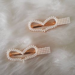 Pearl Heart Set Hair Clips