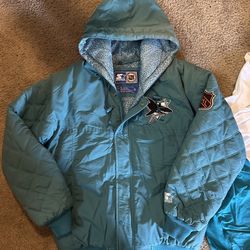 Vintage Starter San Jose Sharks Jacket Hoody  XL