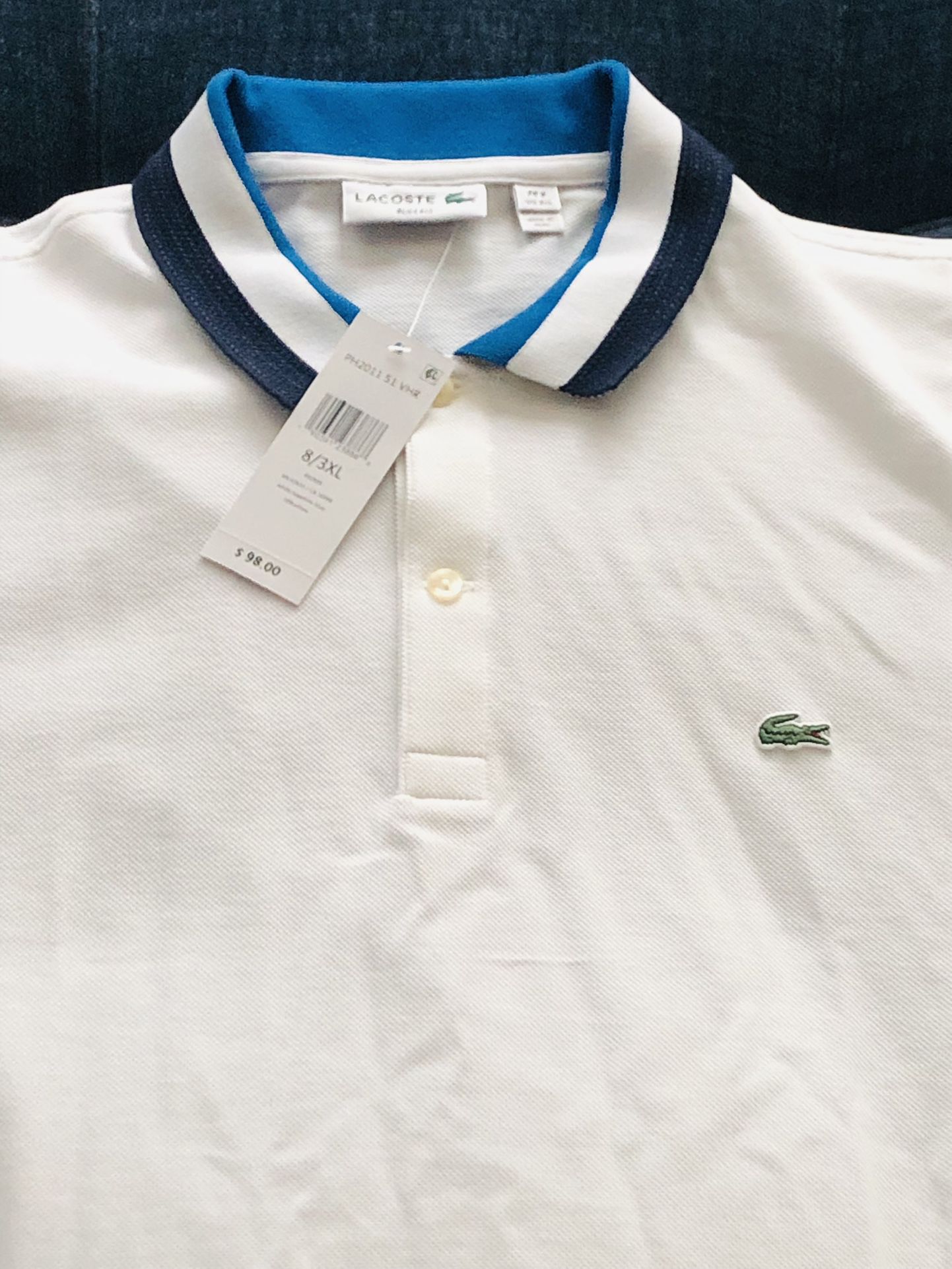 Polo Shirt Mens Size 3XL/8 White Blue Trim Slim Fit Short Sleeve for Sale in Chicago, IL - OfferUp