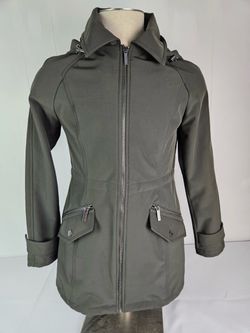 Michael Kors Full Zip Over Coat Removable Hooded Jacket Green Women's Size S
