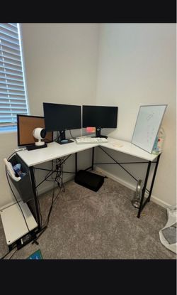 L-Shaped Corner Desk White and Black