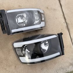 06 to 08 Dodge Ram Black LED DRL Headlights 